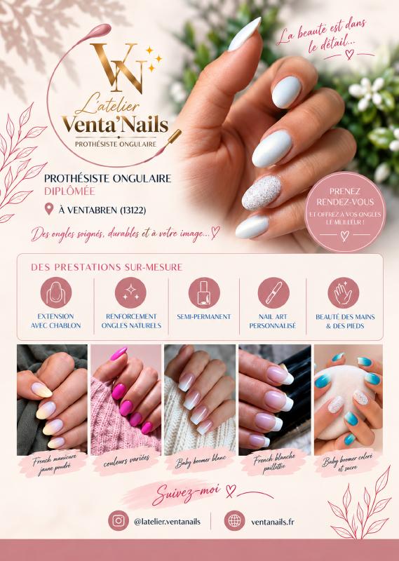Flyer et univers visuel de Venta’Nails